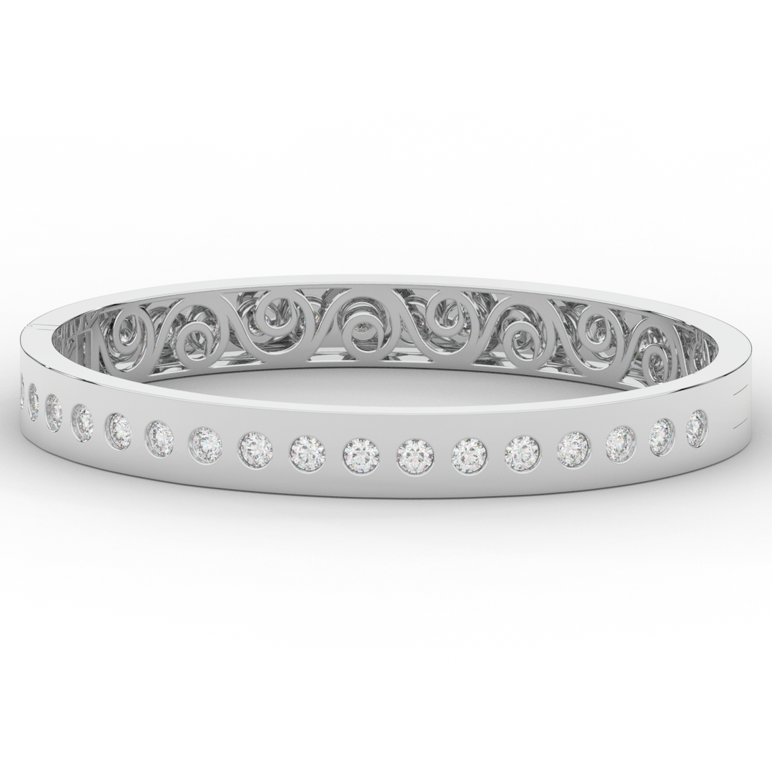 4.50CT.TW ROUND LAB DIAMOND ETERNITY BEZEL SET BANGLE - Nazarelle