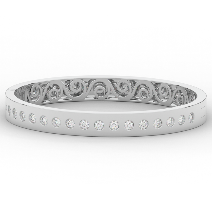 4.50CT.TW ROUND LAB DIAMOND ETERNITY BEZEL SET BANGLE - Nazarelle