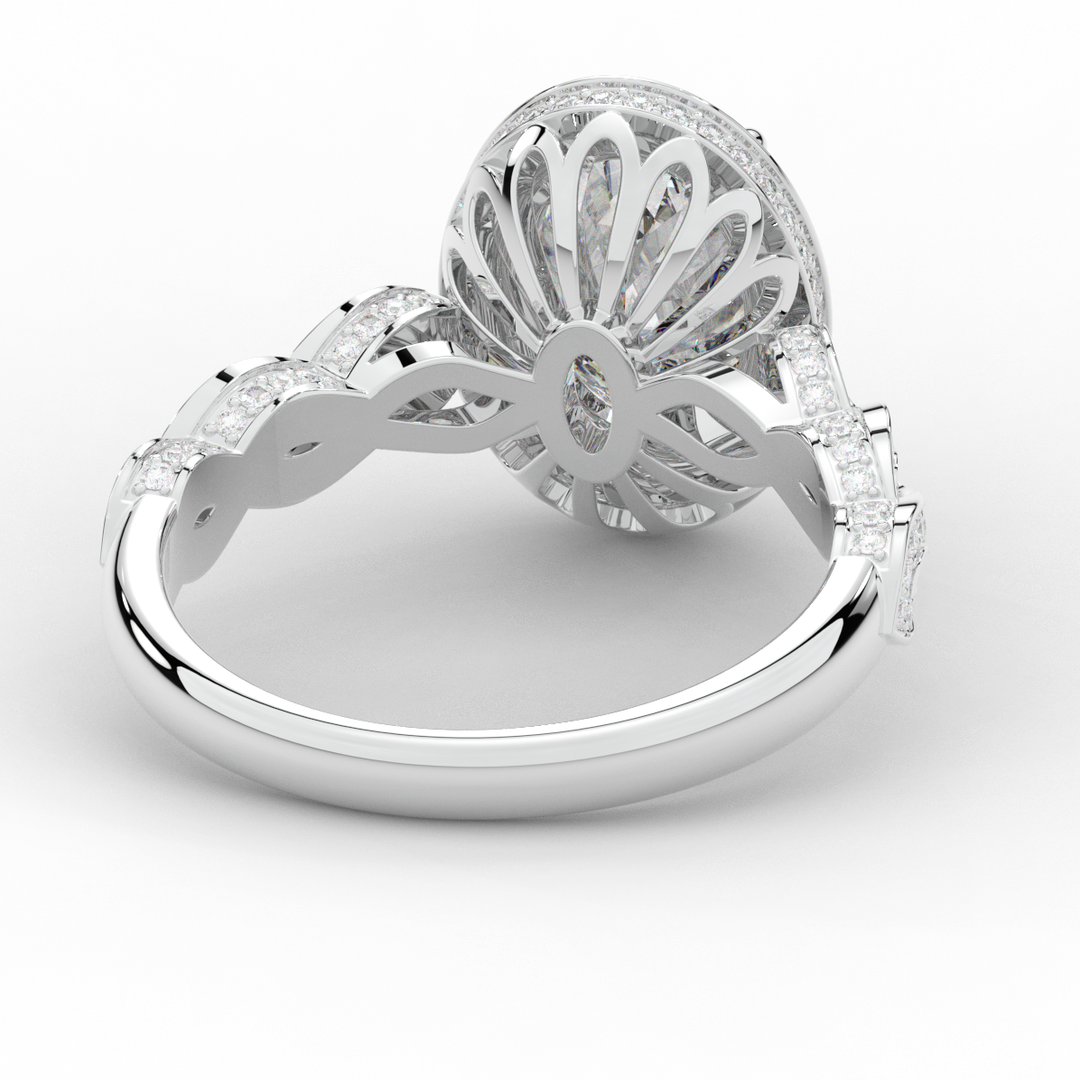 3.10CT.TW OVAL LAB DIAMOND HALO ENGAGEMENT RING - Nazarelle