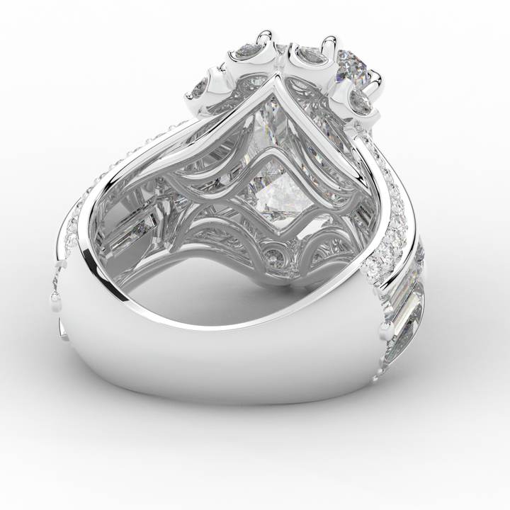 8.25CT.TW RADIANT LAB DIAMOND HALO ENGAGEMENT RING - Nazarelle