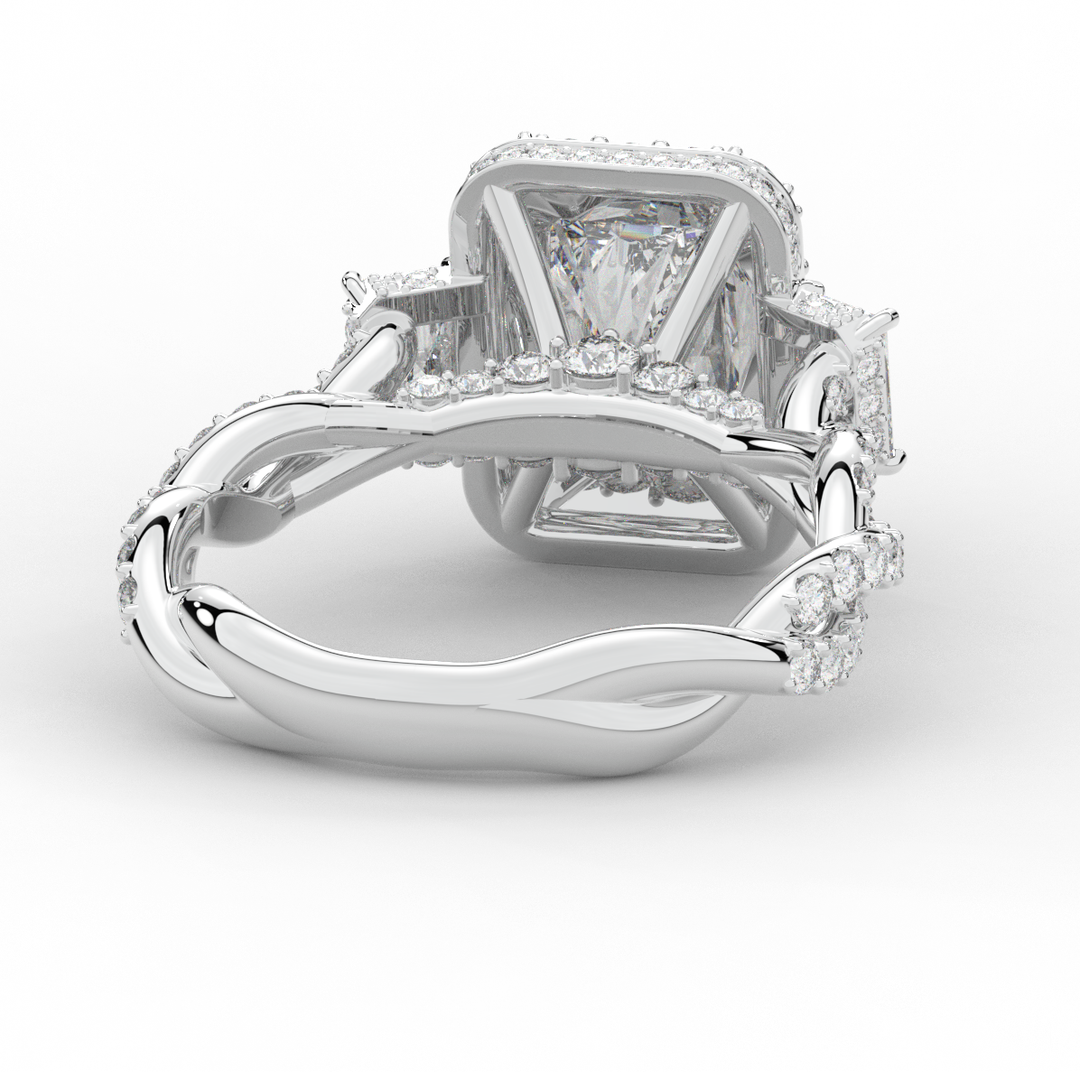 4.70CT.TW RADIANT LAB DIAMOND 3 STONE ENGAGEMENT RING - Nazarelle