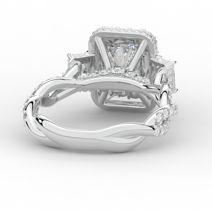 4.70CT.TW RADIANT LAB DIAMOND 3 STONE ENGAGEMENT RING - Nazarelle