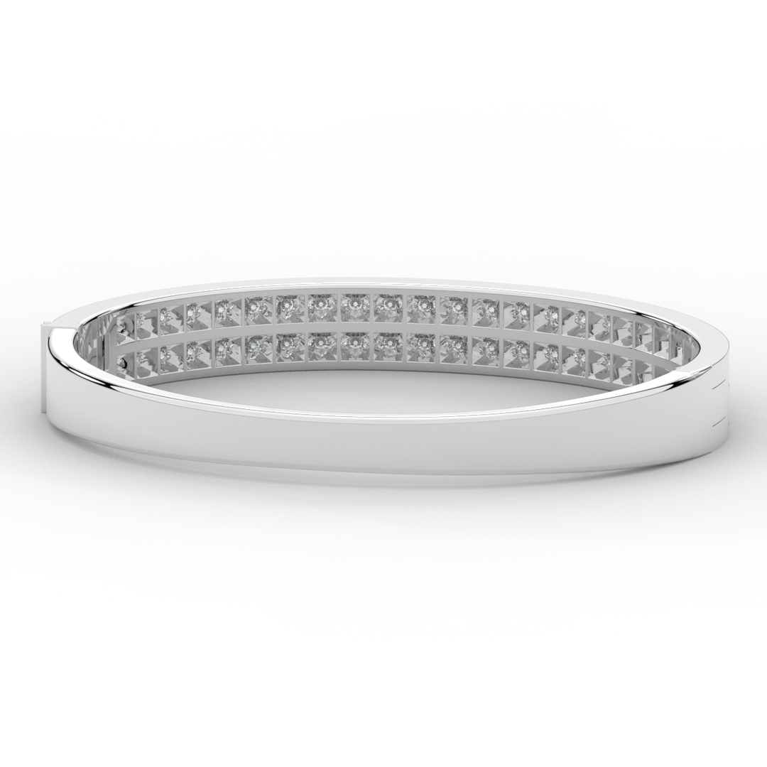 2.00CT.TW ROUND LAB TWO ROW DIAMOND BANGLE - Nazarelle