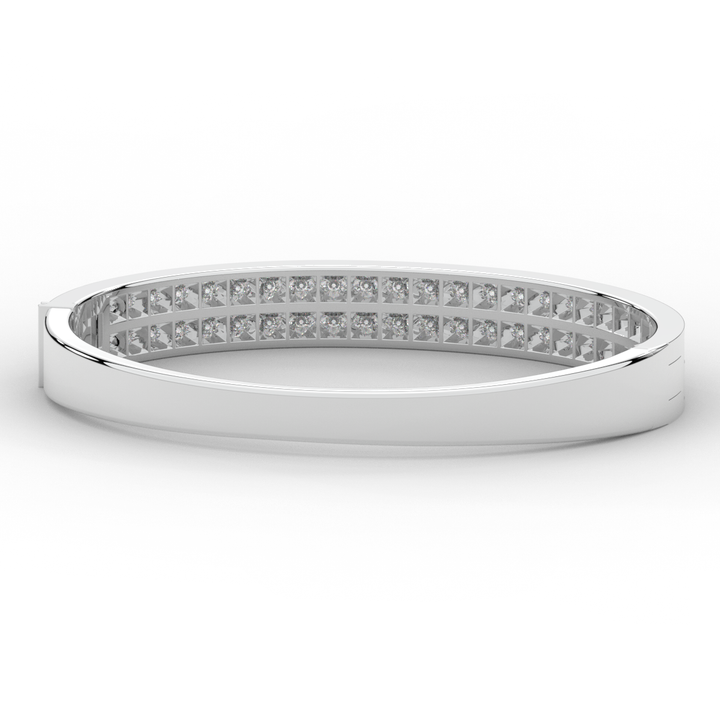 2.00CT.TW ROUND LAB TWO ROW DIAMOND BANGLE - Nazarelle