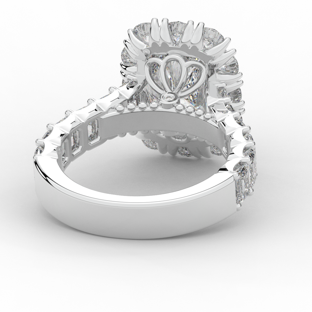 6.00CT.TW RADIANT LAB DIAMOND HALO ENGAGEMENT RING - Nazarelle