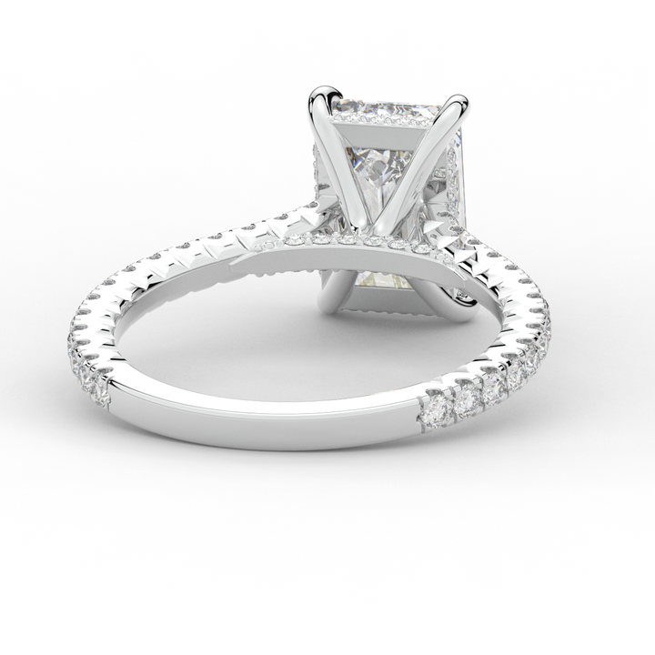 3.50CT.TW EMERALD CUT LAB DIAMOND UNDERHALO SOLITAIRE ENGAGEMENT RING - Nazarelle