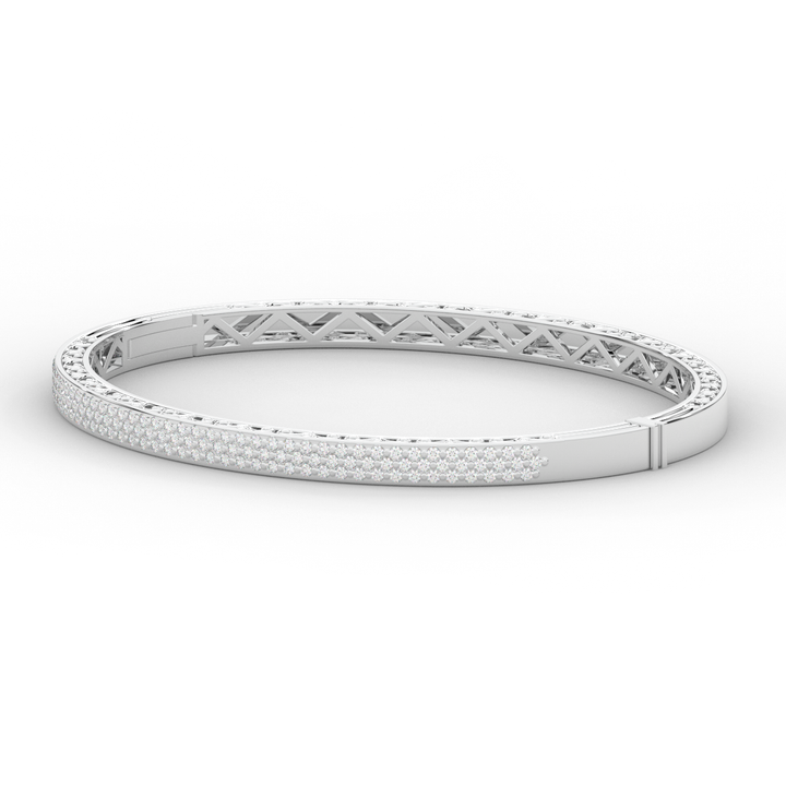 0.75CT.TW 3 ROW ROUND LAB DIAMOND  BANGLE - Nazarelle