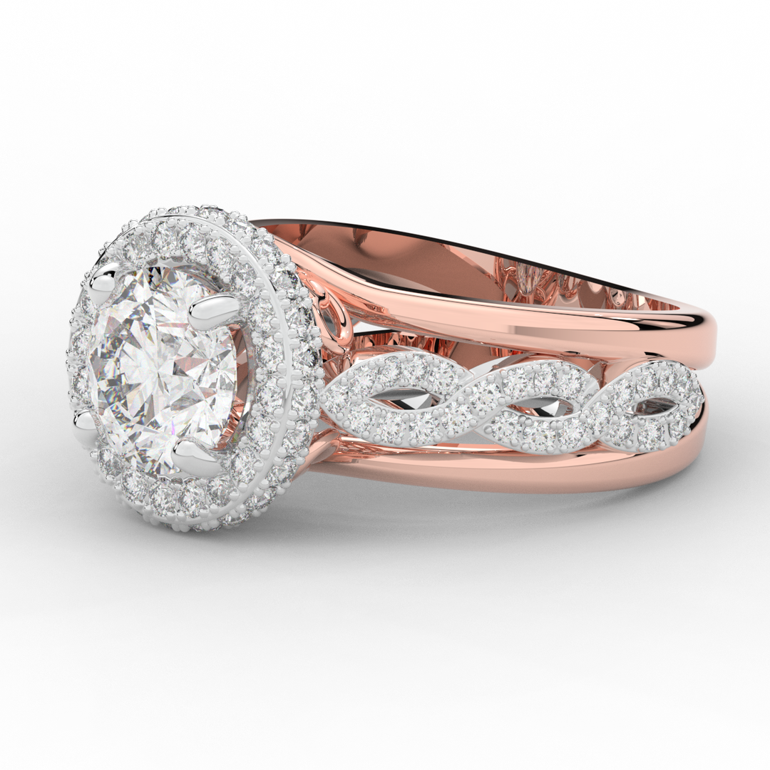 2.85CT.TW ROUND LAB DIAMOND HALO TWO TONE ENGAGEMENT RING - Nazarelle