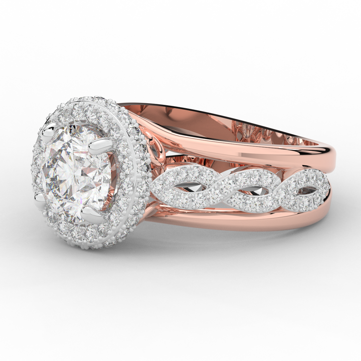 2.85CT.TW ROUND LAB DIAMOND HALO TWO TONE ENGAGEMENT RING - Nazarelle