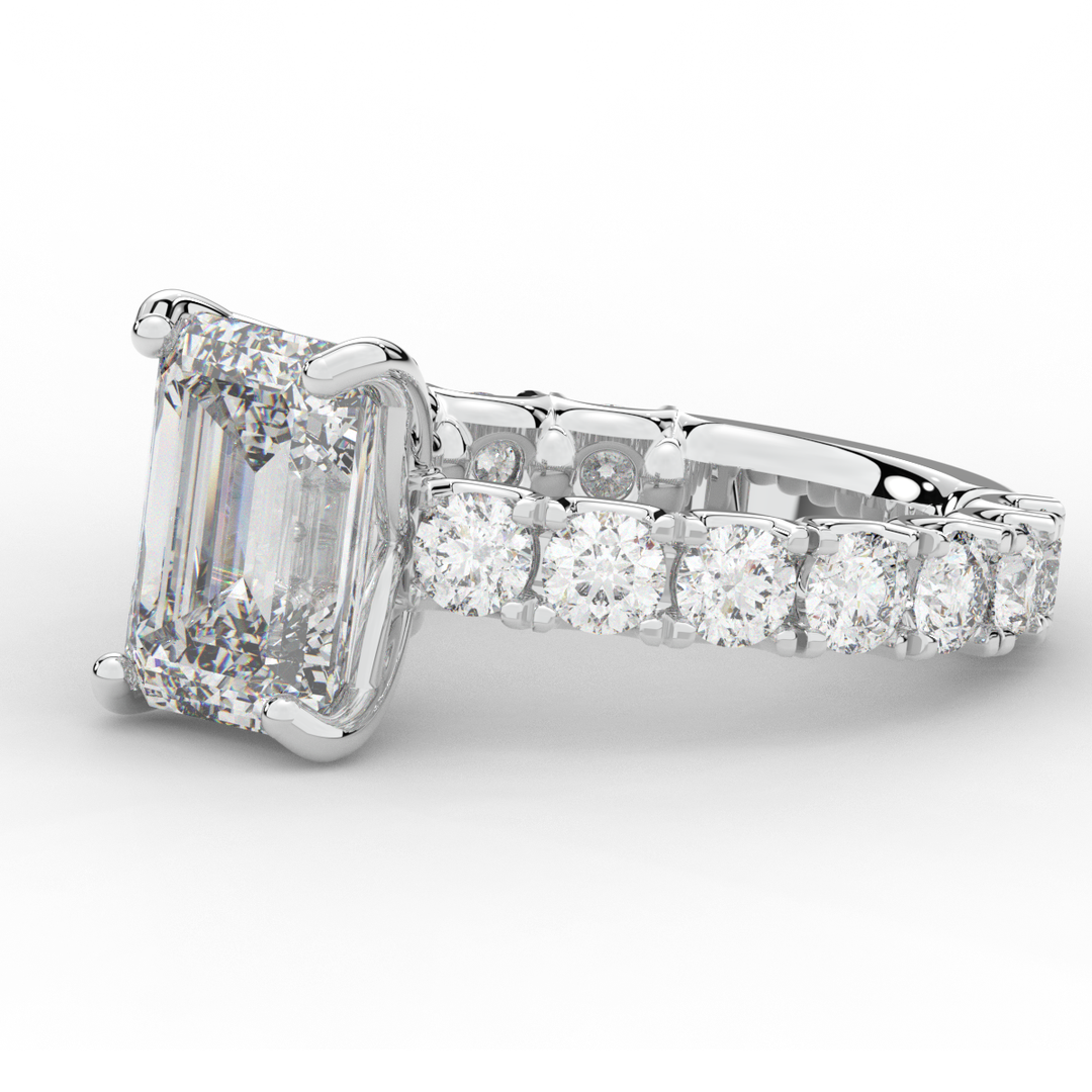 4.35CT.TW EMERALD CUT LAB DIAMOND ENGAGEMENT RING - Nazarelle