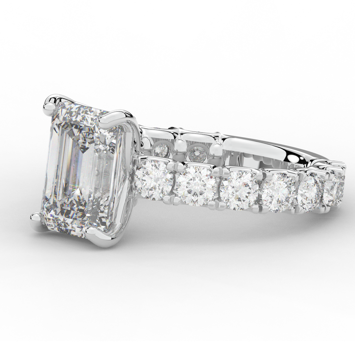 4.35CT.TW EMERALD CUT LAB DIAMOND ENGAGEMENT RING - Nazarelle