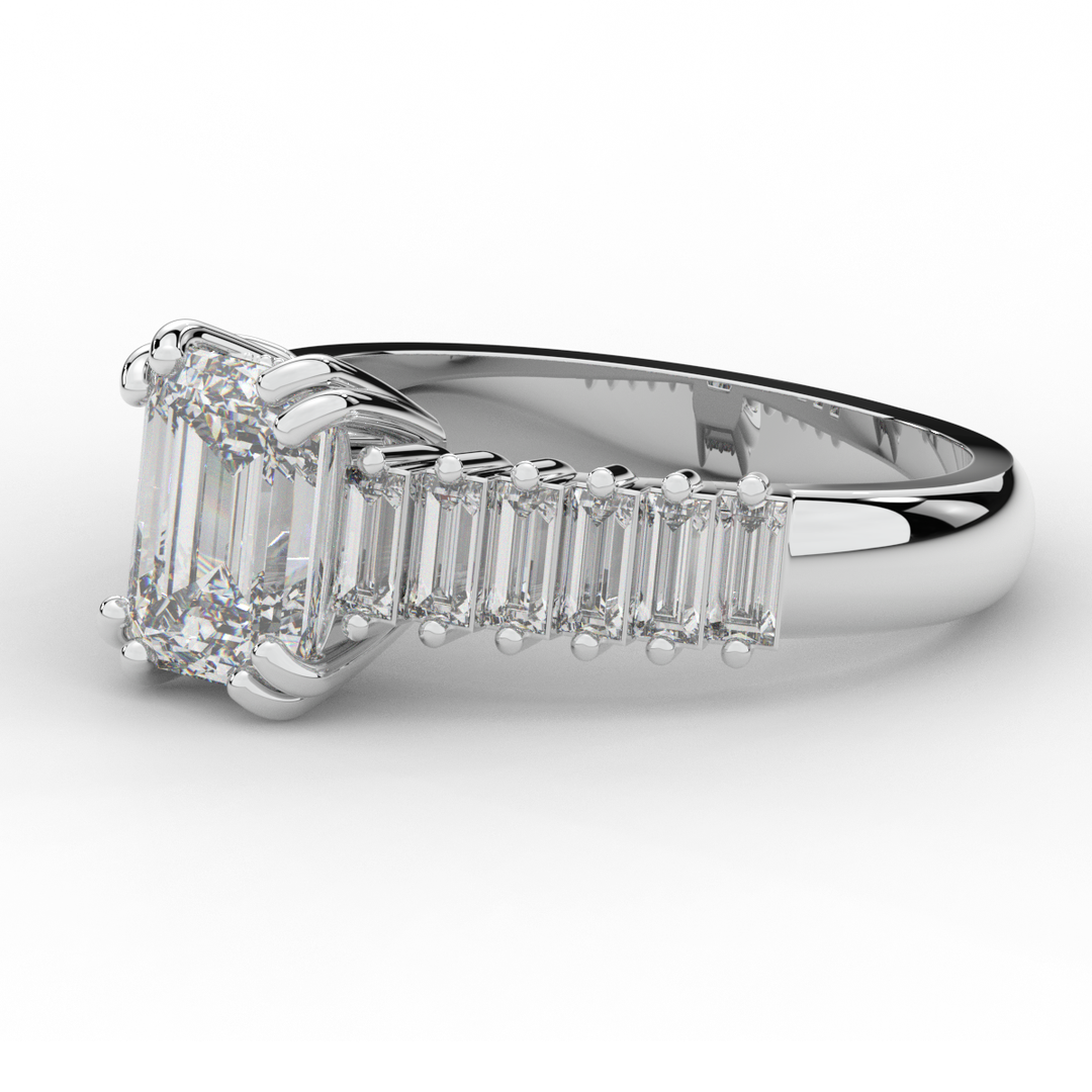 2.60CT.TW EMERALD CUT LAB DIAMOND ENGAGEMENT RING - Nazarelle
