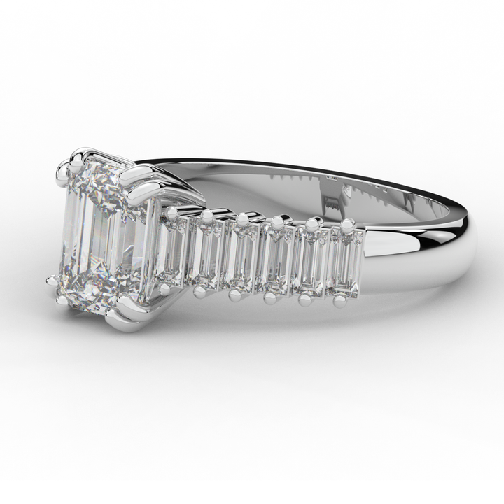 2.60CT.TW EMERALD CUT LAB DIAMOND ENGAGEMENT RING - Nazarelle