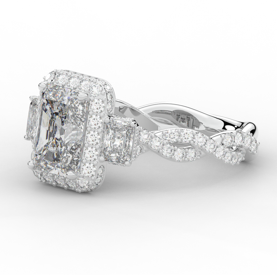 4.70CT.TW RADIANT LAB DIAMOND 3 STONE ENGAGEMENT RING - Nazarelle
