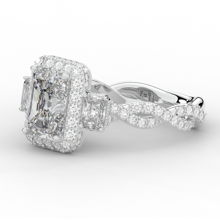 4.70CT.TW RADIANT LAB DIAMOND 3 STONE ENGAGEMENT RING - Nazarelle