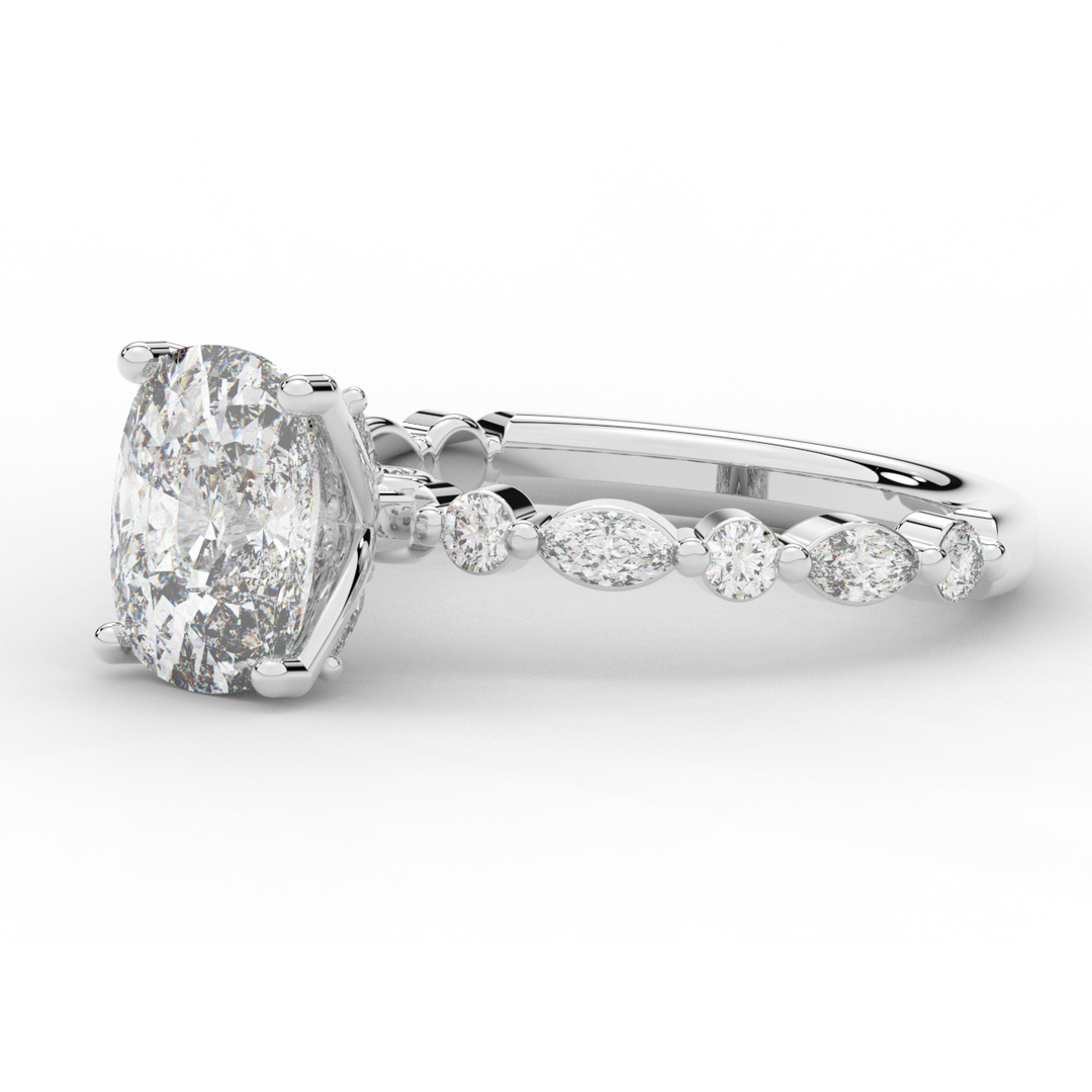 2.60CT.TW CUSHION LAB DIAMOND SOLITAIRE ENGAGEMENT RING - Nazarelle