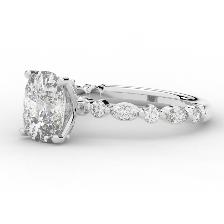 2.60CT.TW CUSHION LAB DIAMOND SOLITAIRE ENGAGEMENT RING - Nazarelle