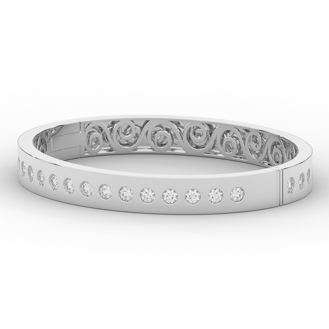 4.50CT.TW ROUND LAB DIAMOND ETERNITY BEZEL SET BANGLE - Nazarelle