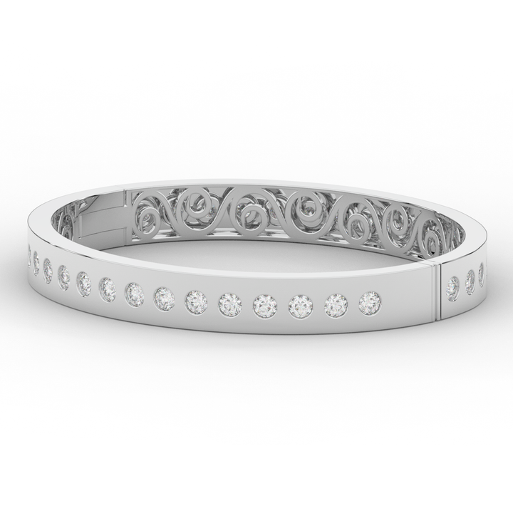 4.50CT.TW ROUND LAB DIAMOND ETERNITY BEZEL SET BANGLE - Nazarelle