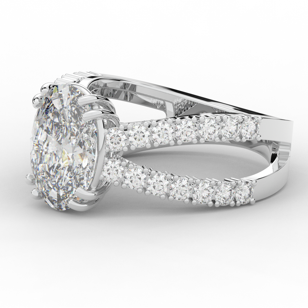 3.75CT.TW OVAL LAB DIAMOND SPLIT BAND ENGAGEMENT RING - Nazarelle