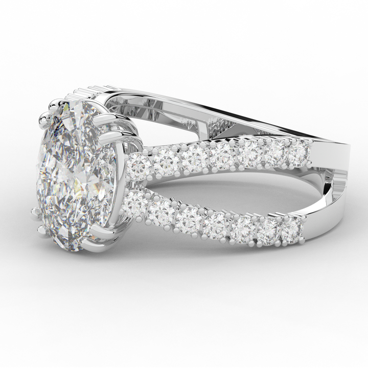 3.75CT.TW OVAL LAB DIAMOND SPLIT BAND ENGAGEMENT RING - Nazarelle