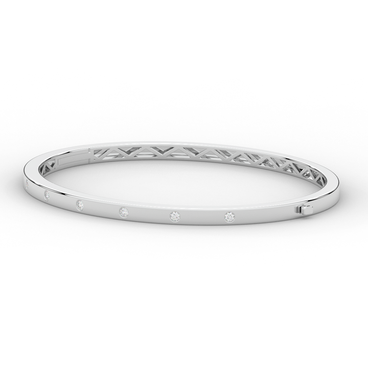 0.15CT.TW ROUND LAB BEZEL SET DIAMOND BANGLE - Nazarelle