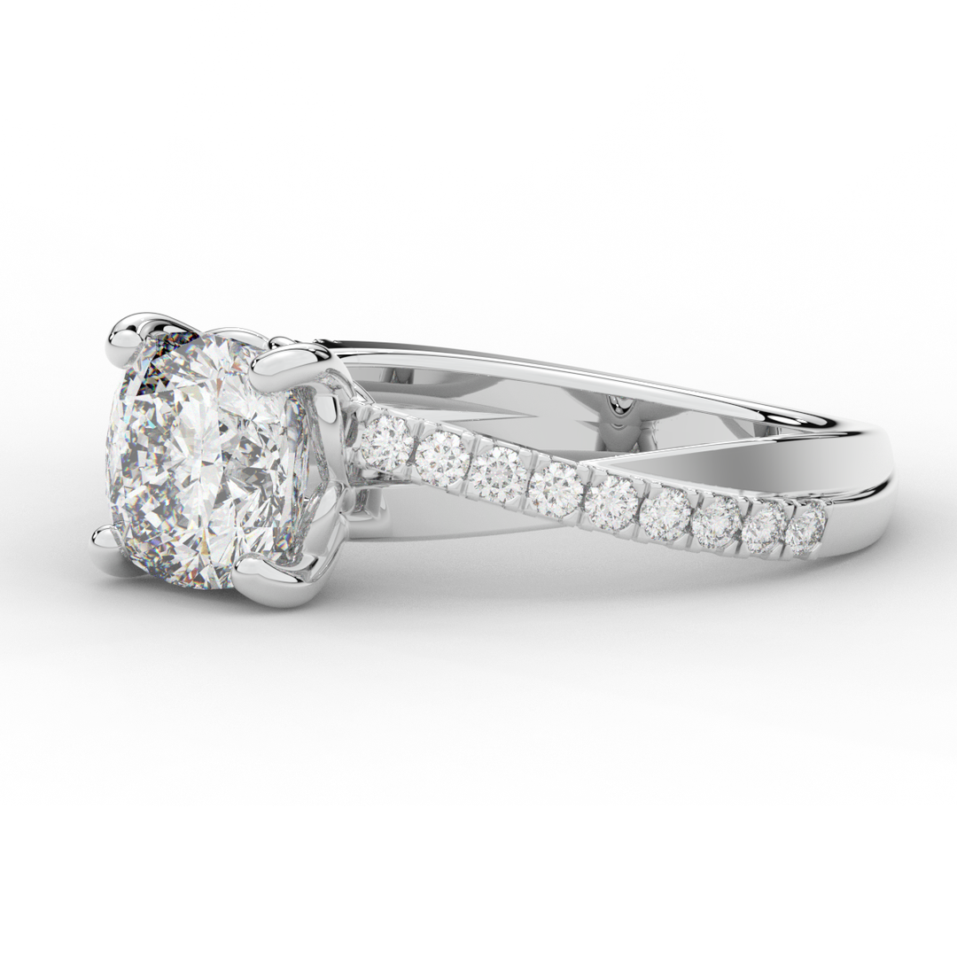 2.20CT.TW CUSHION LAB DIAMOND TWISTBAND ENGAGEMENT RING - Nazarelle