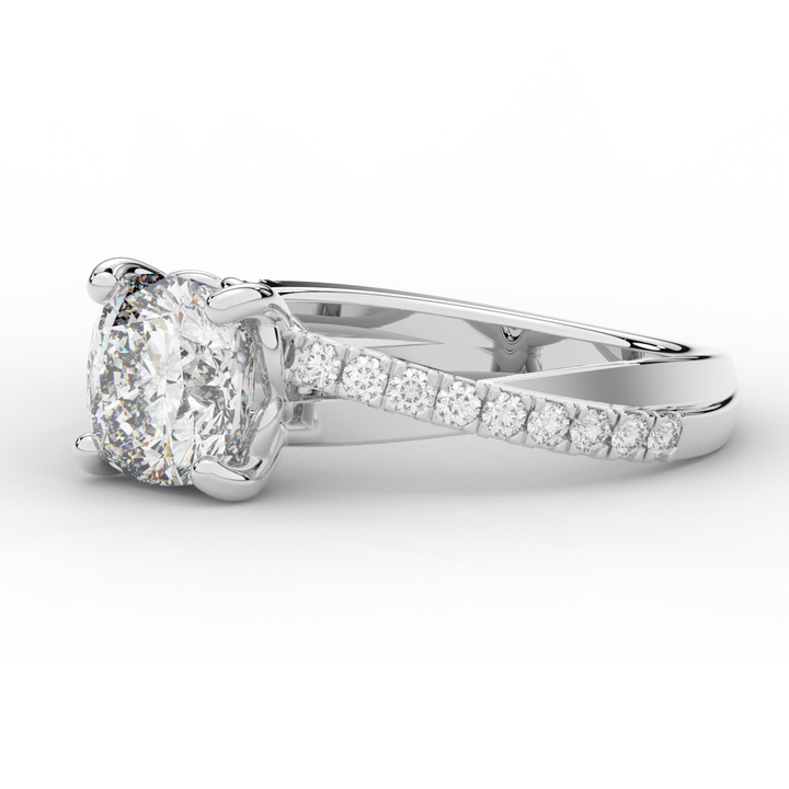 2.20CT.TW CUSHION LAB DIAMOND TWISTBAND ENGAGEMENT RING - Nazarelle