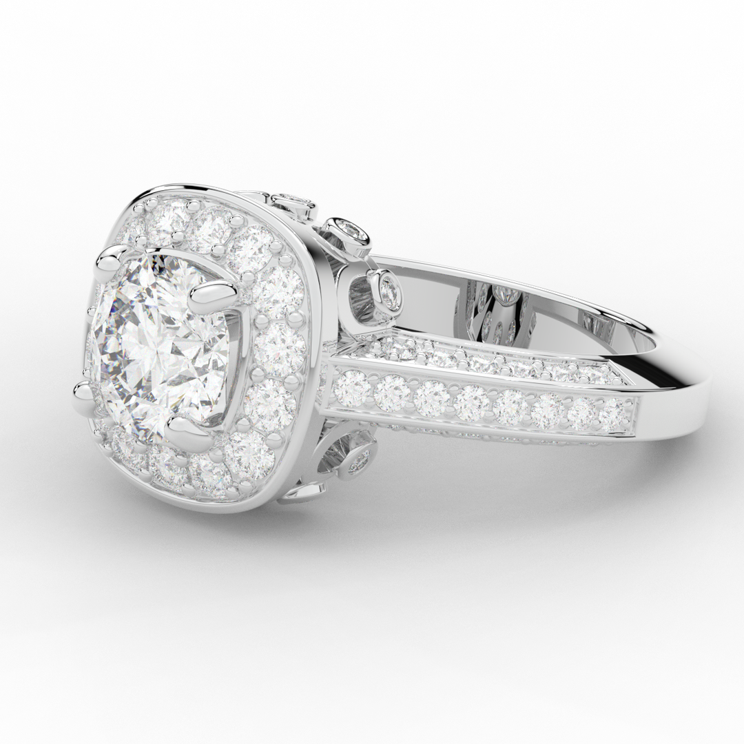 1.50CT.TW ROUND LAB DIAMOND HALO ENGAGEMENT RING - Nazarelle
