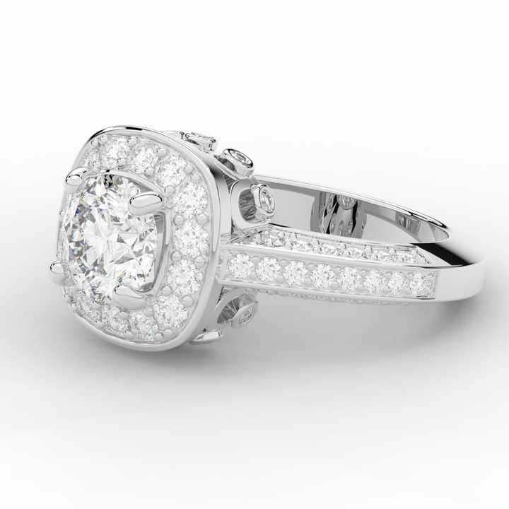 1.50CT.TW ROUND LAB DIAMOND HALO ENGAGEMENT RING - Nazarelle
