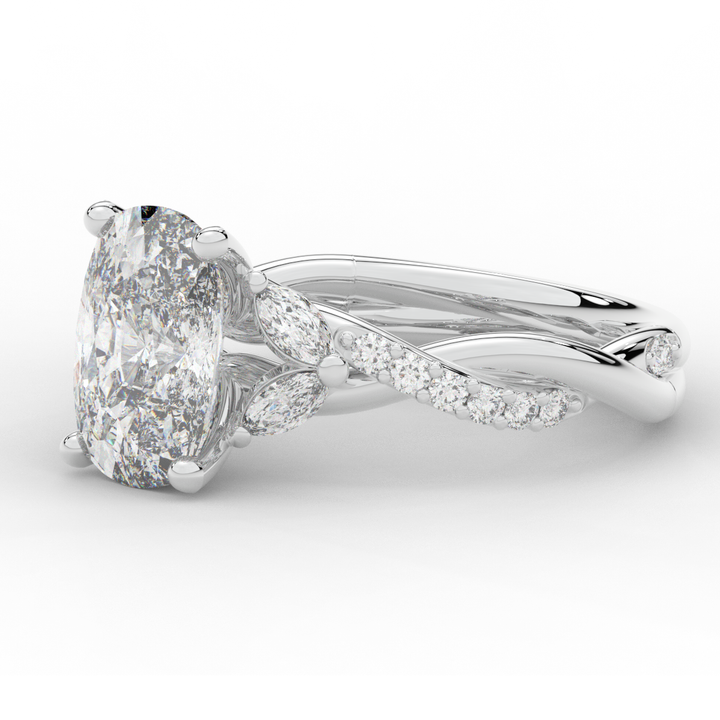 2.40CT.TW CUSHION LAB DIAMOND TWIST BAND ENGAGEMENT RING - Nazarelle