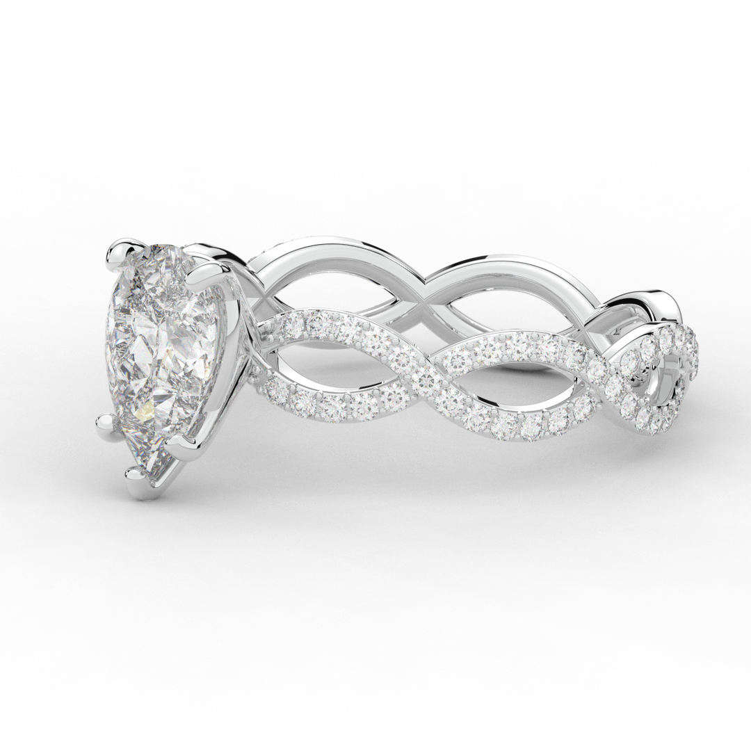 1.30CT.TW PEAR LAB DIAMOND TWIST BAND ENGAGEMENT RING - Nazarelle