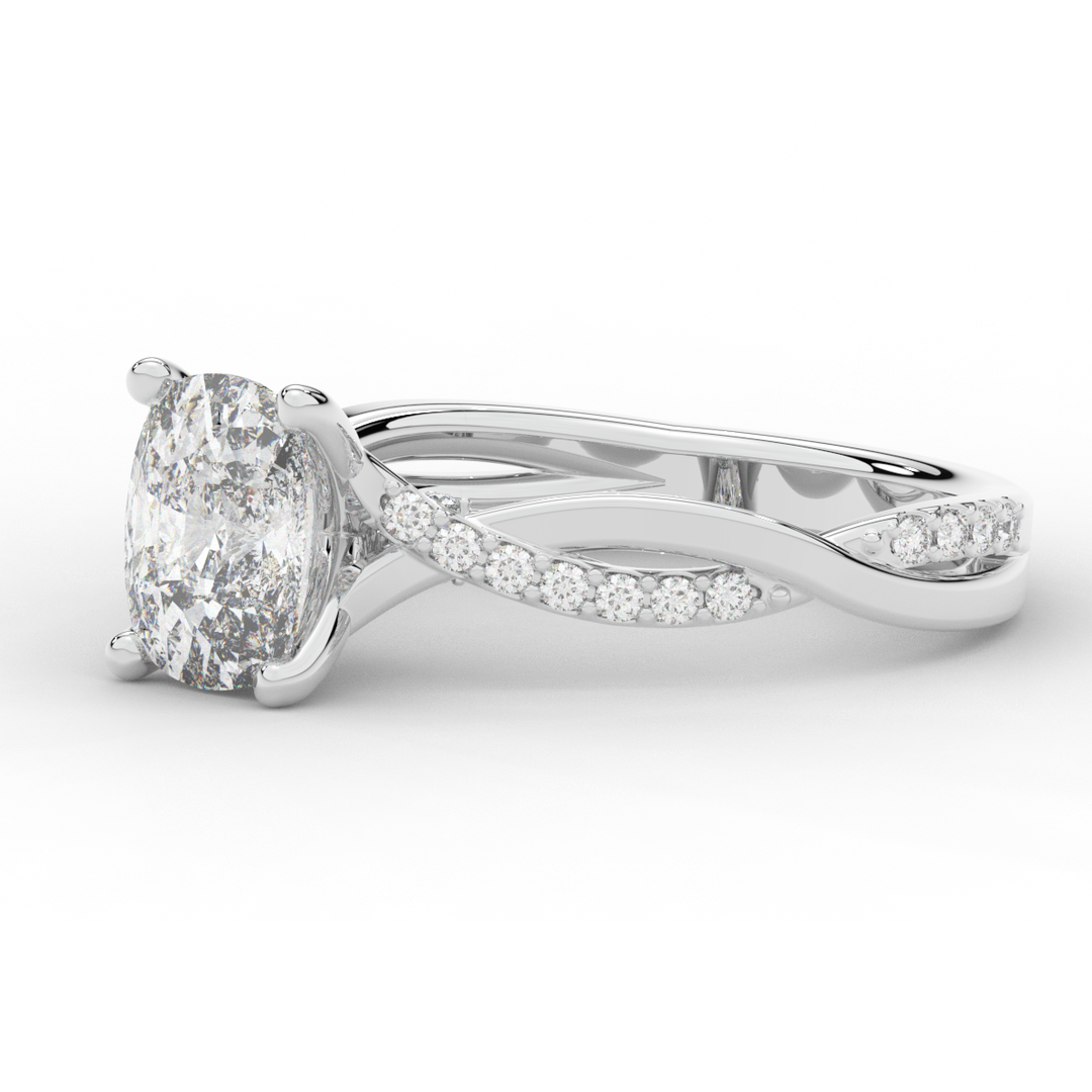 1.70CT.TW CUSHION LAB DIAMOND TWIST BAND ENGAGEMENT RING - Nazarelle