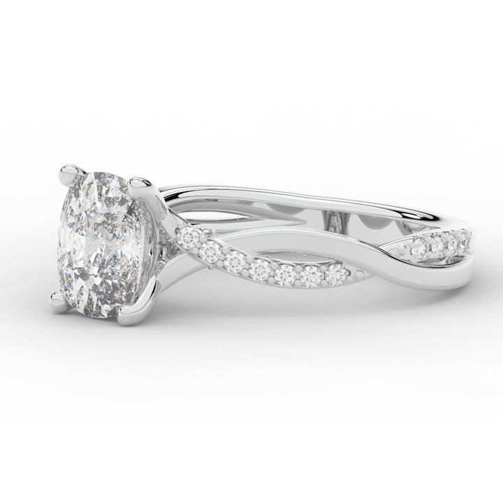 1.70CT.TW CUSHION LAB DIAMOND TWIST BAND ENGAGEMENT RING - Nazarelle