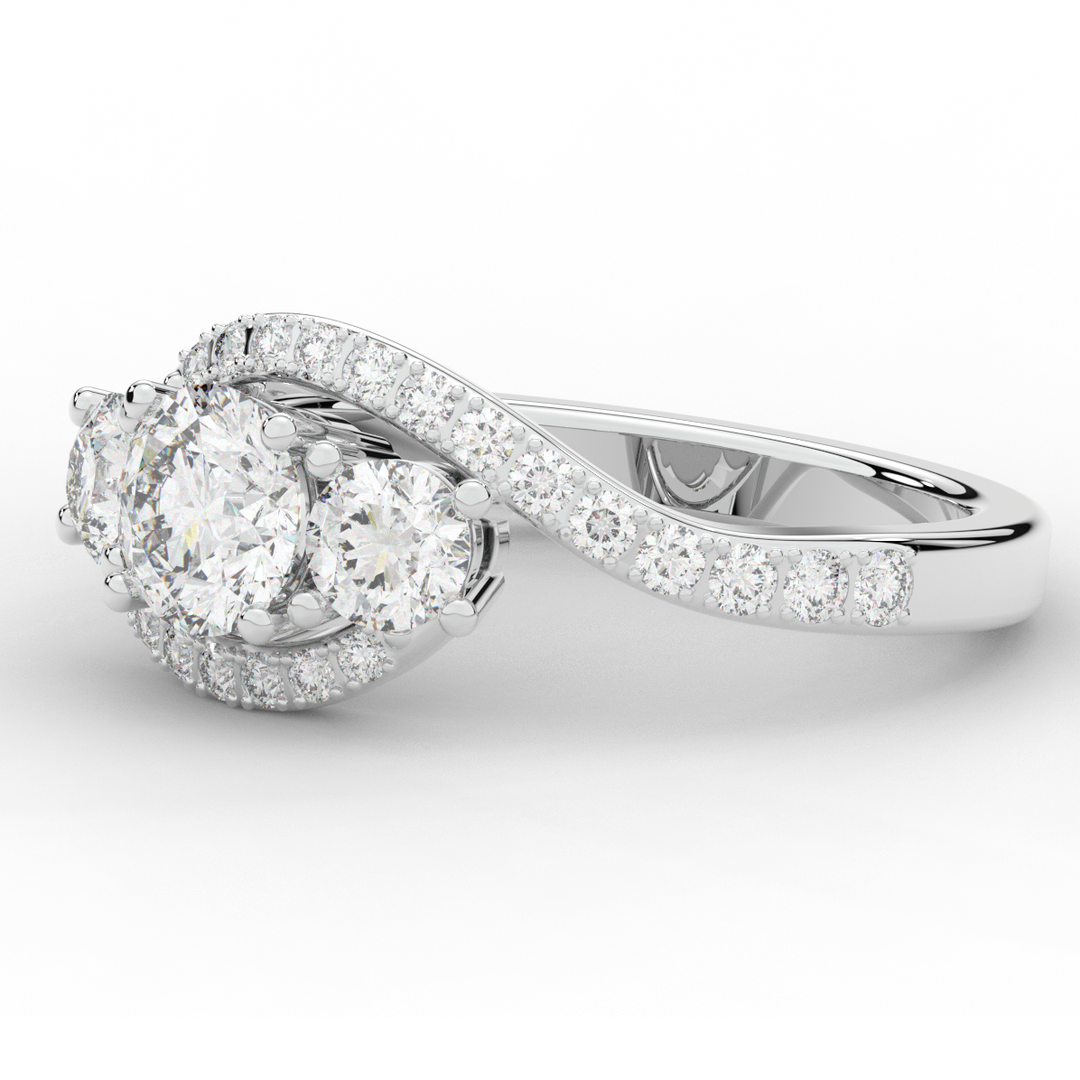 1.65CT.TW ROUND LAB DIAMOND TWIST HALO ENGAGEMENT RING - Nazarelle