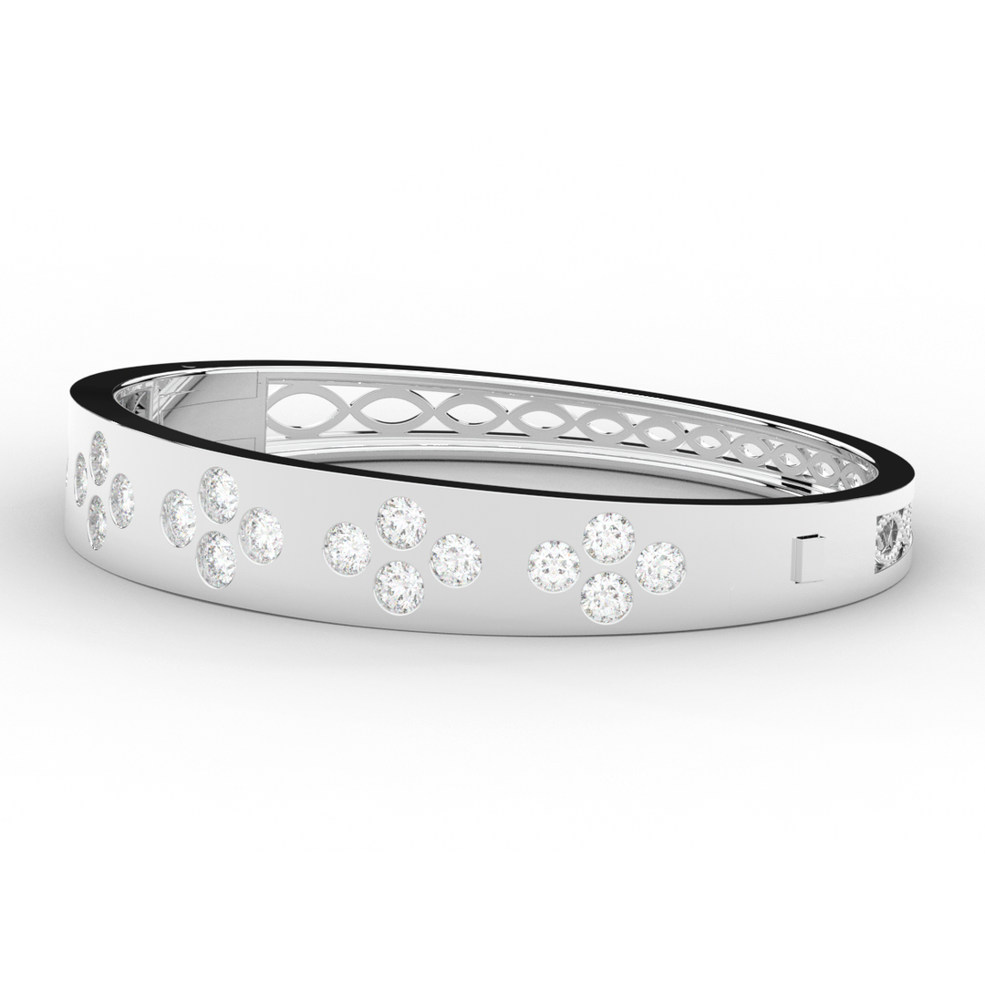 4.10CT.TW ROUND LAB DIAMOND BEZEL SET BANGLE - Nazarelle