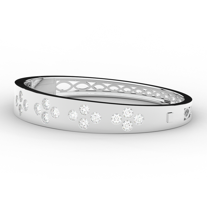 4.10CT.TW ROUND LAB DIAMOND BEZEL SET BANGLE - Nazarelle