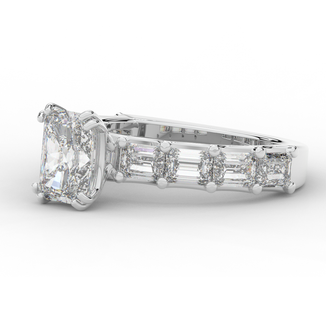3.75CT.TW RADIANT LAB DIAMOND SOLITAIRE ENGAGEMENT RING - Nazarelle