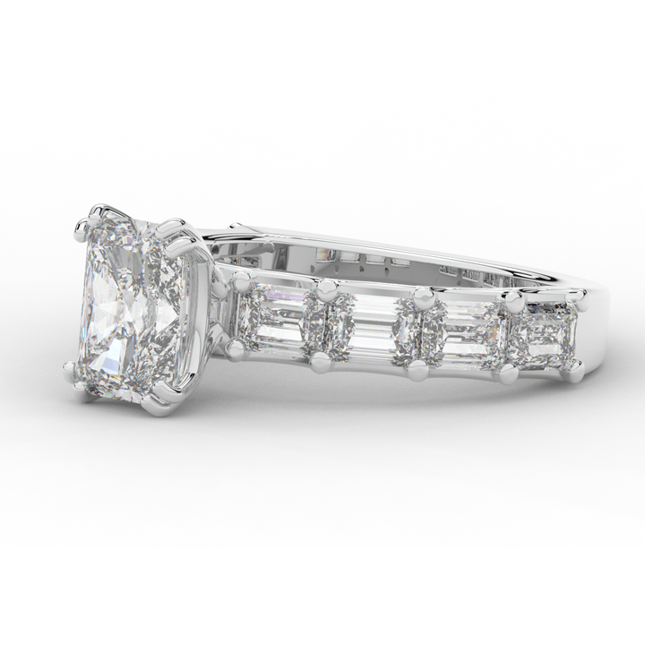3.75CT.TW RADIANT LAB DIAMOND SOLITAIRE ENGAGEMENT RING - Nazarelle