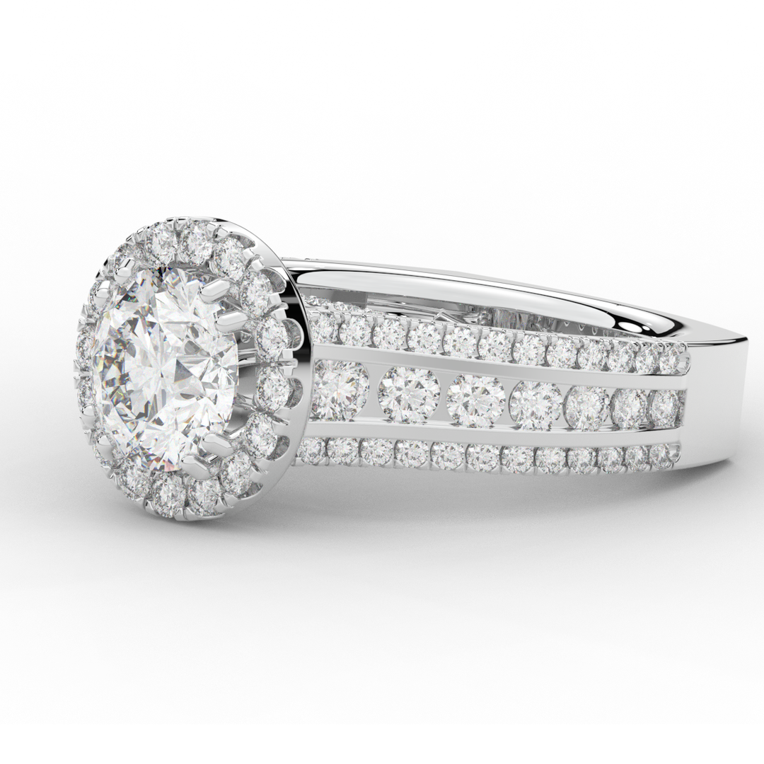 2.90CT.TW ROUND LAB DIAMOND HALO ENGAGEMENT RING - Nazarelle