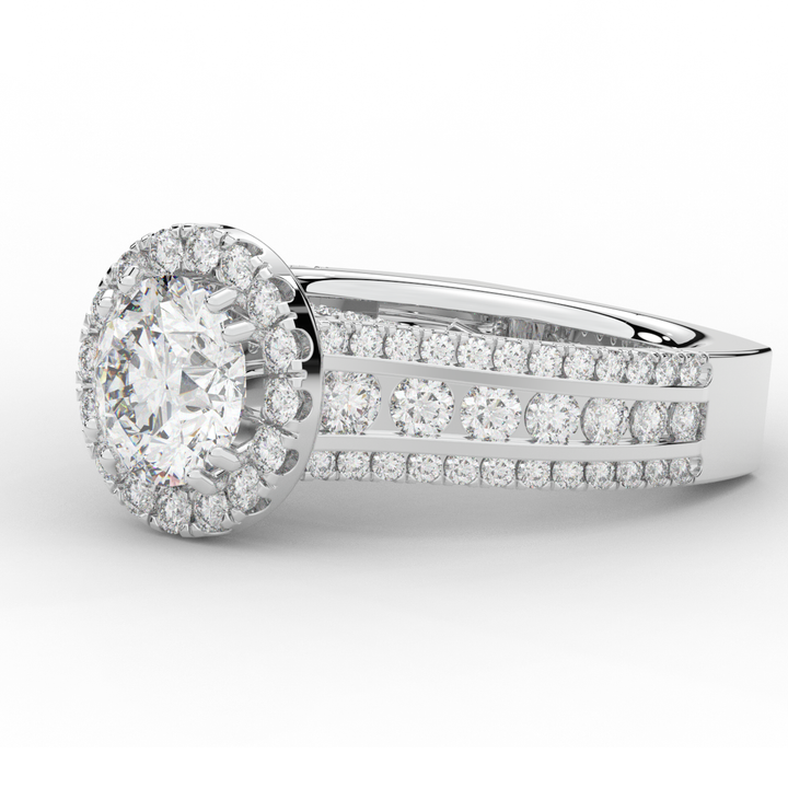 2.90CT.TW ROUND LAB DIAMOND HALO ENGAGEMENT RING - Nazarelle