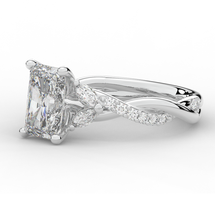 2.40CT.TW RADIANT LAB DIAMOND TWIST BAND ENGAGEMENT RING - Nazarelle
