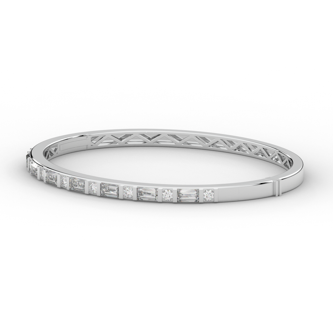 2.75CT.TW ROUND AND EMERALD CUT LAB DIAMOND SHARED PRONG BANGLE - Nazarelle