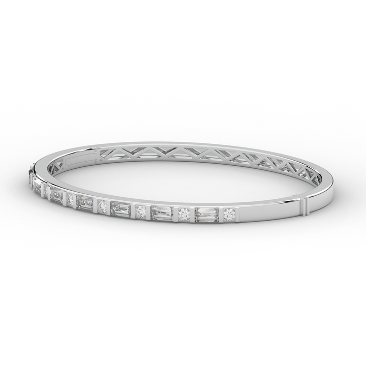 2.75CT.TW ROUND AND EMERALD CUT LAB DIAMOND SHARED PRONG BANGLE - Nazarelle