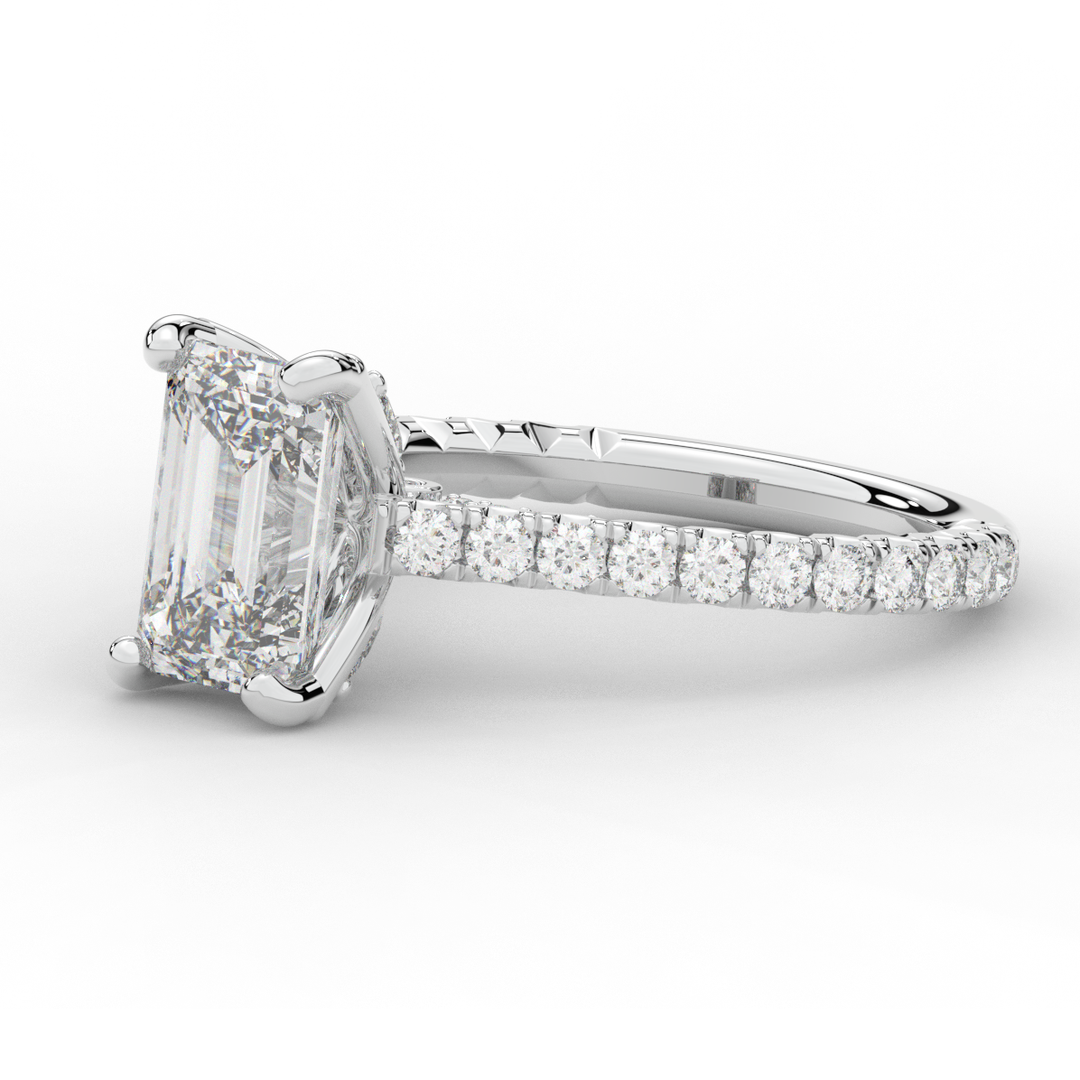 2.70CT.TW EMERALD CUT LAB DIAMOND SOLITAIRE ENGAGEMENT RING - Nazarelle