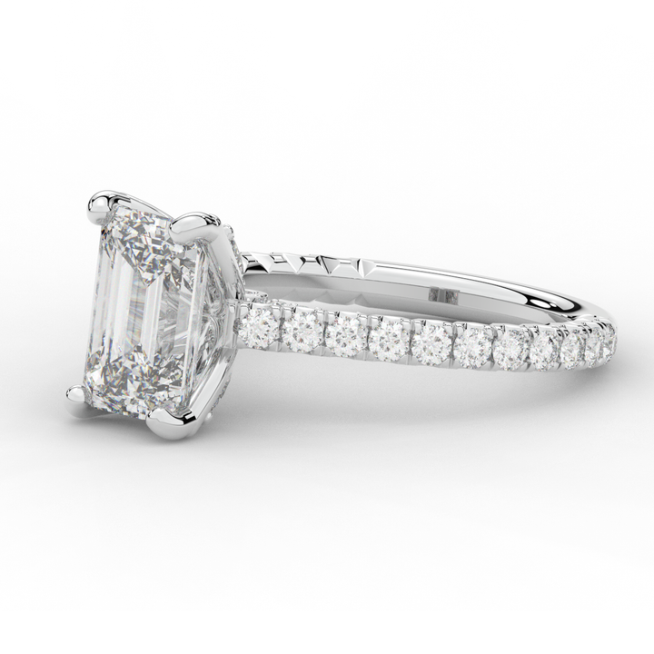 2.70CT.TW EMERALD CUT LAB DIAMOND SOLITAIRE ENGAGEMENT RING - Nazarelle