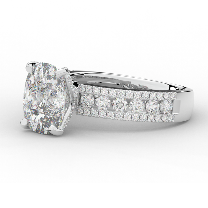 3.95CT.TW CUSHION LAB DIAMOND SOLITAIRE ENGAGEMENT RING - Nazarelle