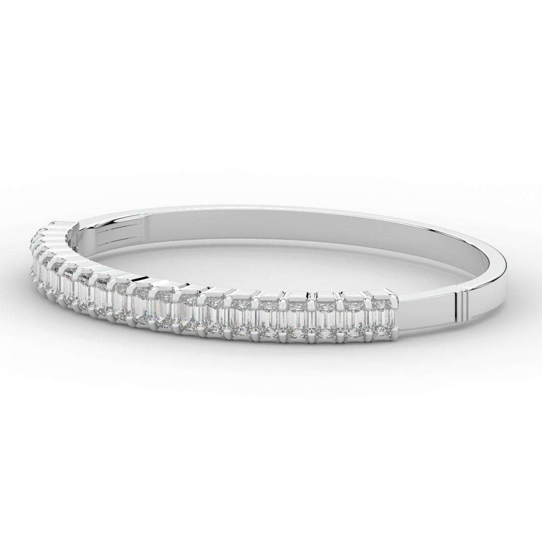 6.50CT.TW EMERALD CUT LAB DIAMOND BANGLE - Nazarelle