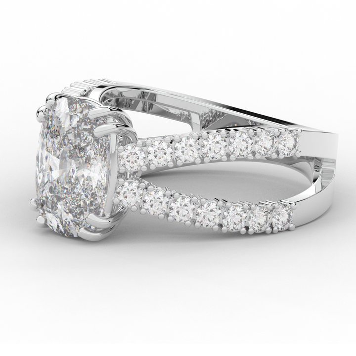 3.75CT.TW CUSHION LAB DIAMOND SPLIT BAND ENGAGEMENT RING - Nazarelle