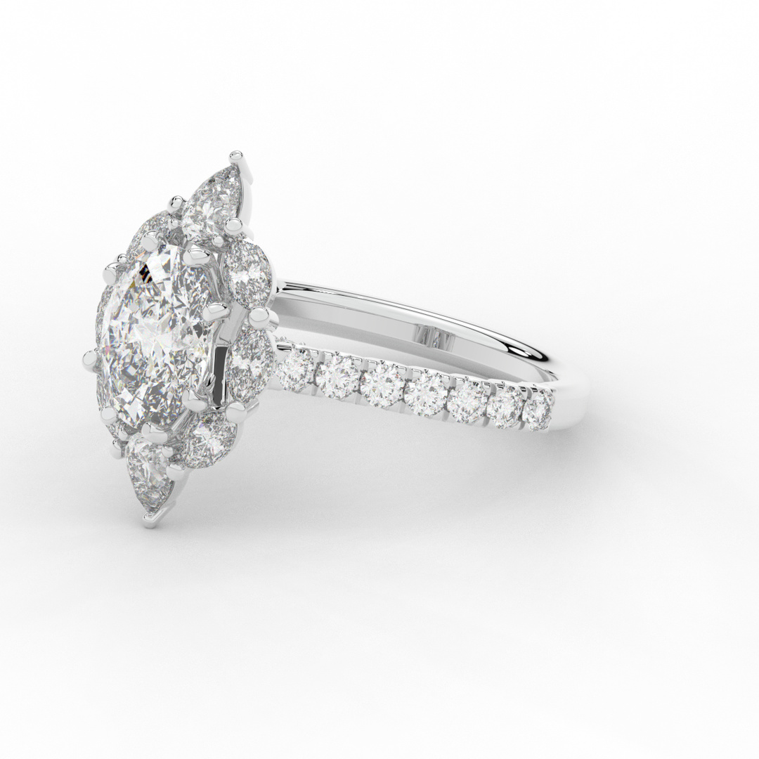 2.75CT.TW OVAL LAB DIAMOND HALO ENGAGEMENT RING - Nazarelle